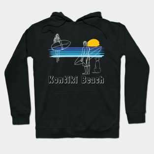 Kontiki Beach , Surfing Beach Surf Guy Girl with Dog Hoodie